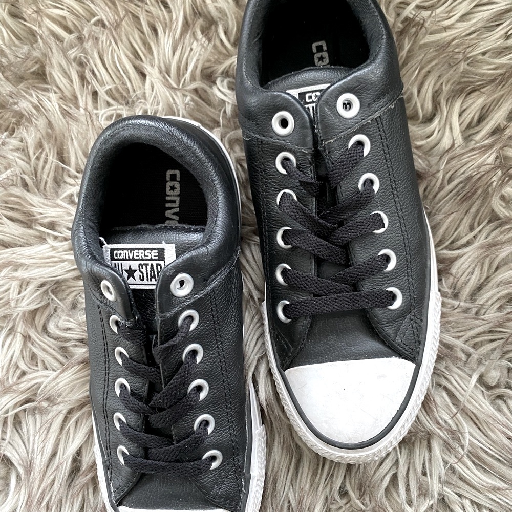 Converse Black and White Low Top Leather Sneakers